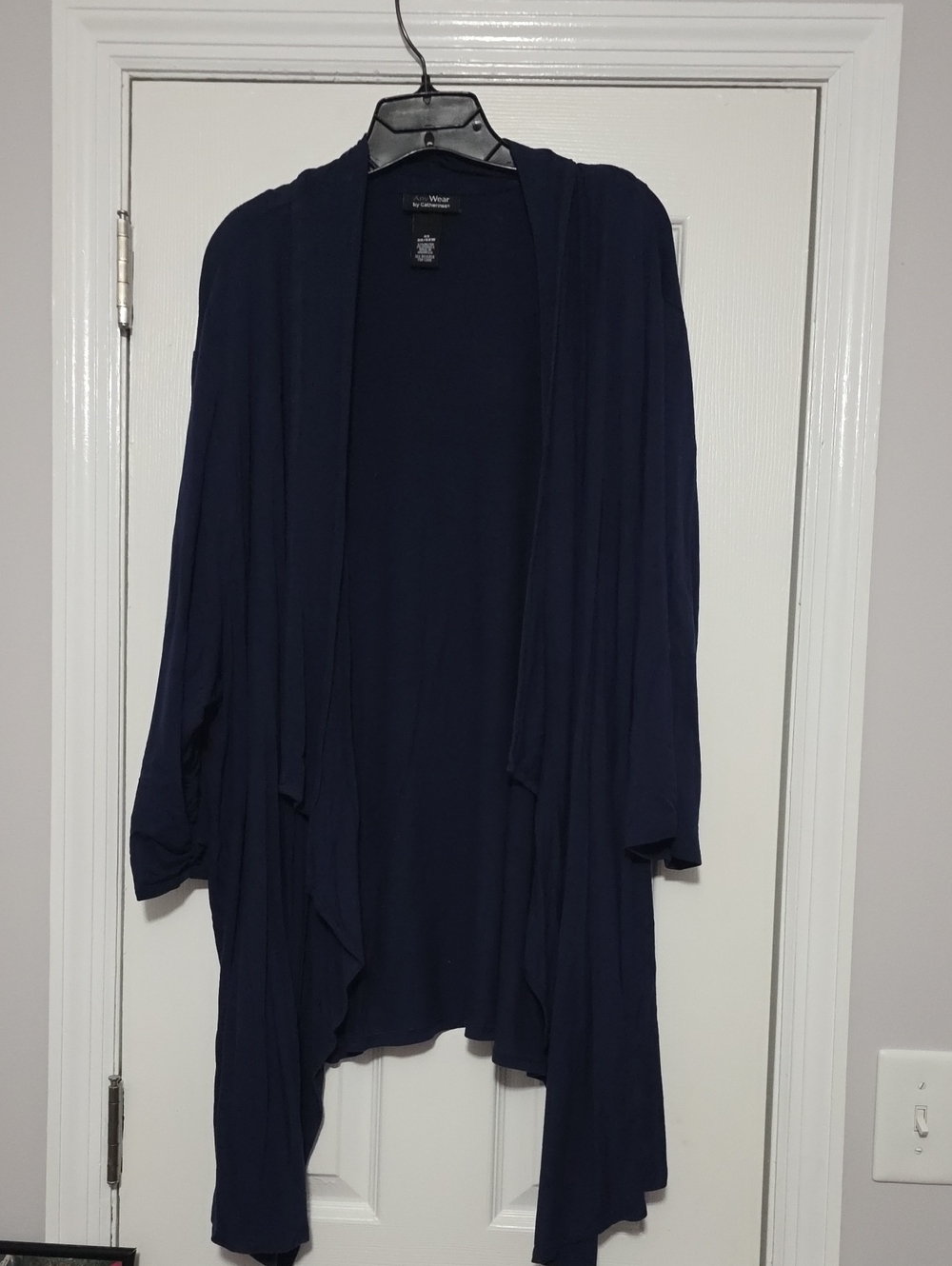 Catherines Navy Blue Open-Front Draped Cardigan